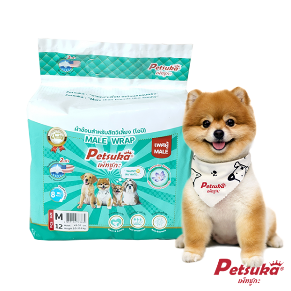โอบิ/ผ้าอ้อมสุนัข เพศผู้ Petsuka ขนาด M